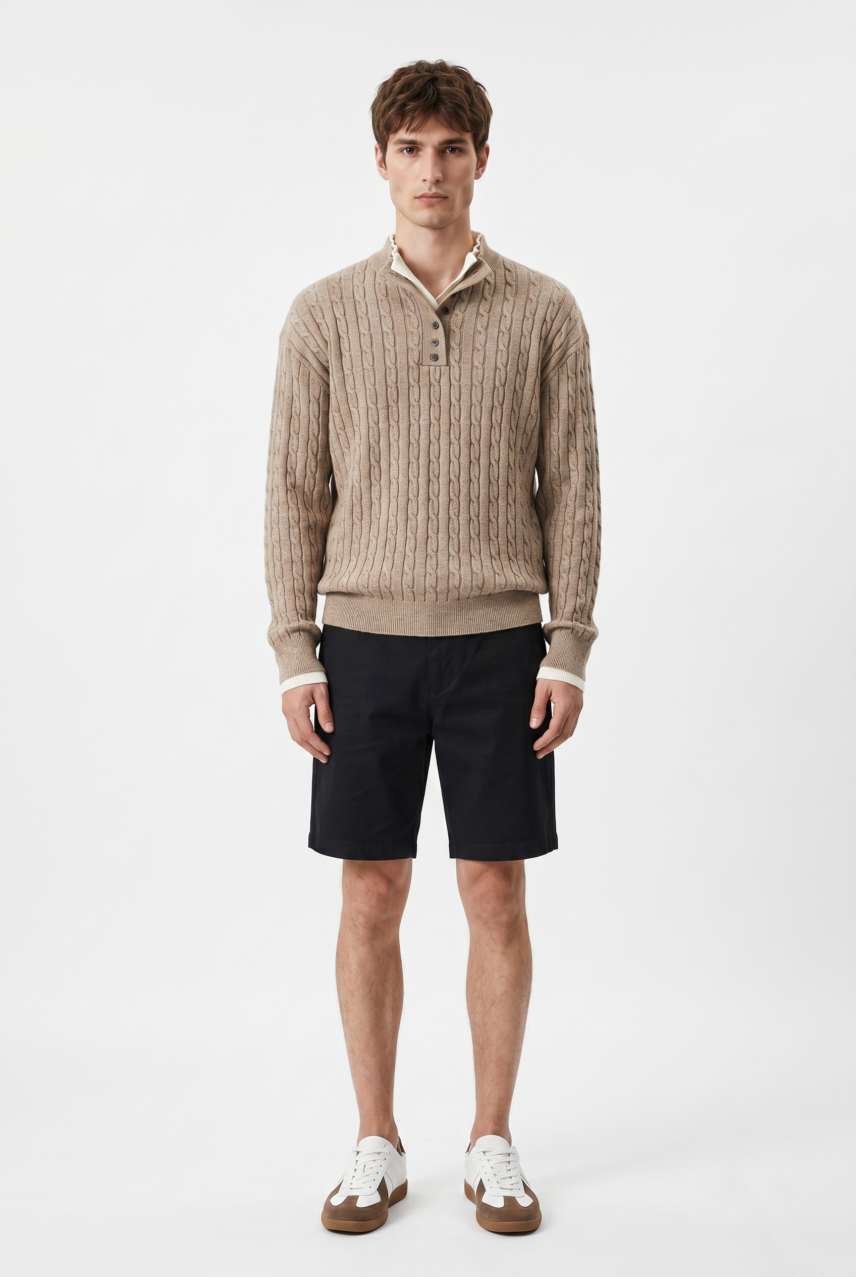 Beige Relaxed Knit Sweater