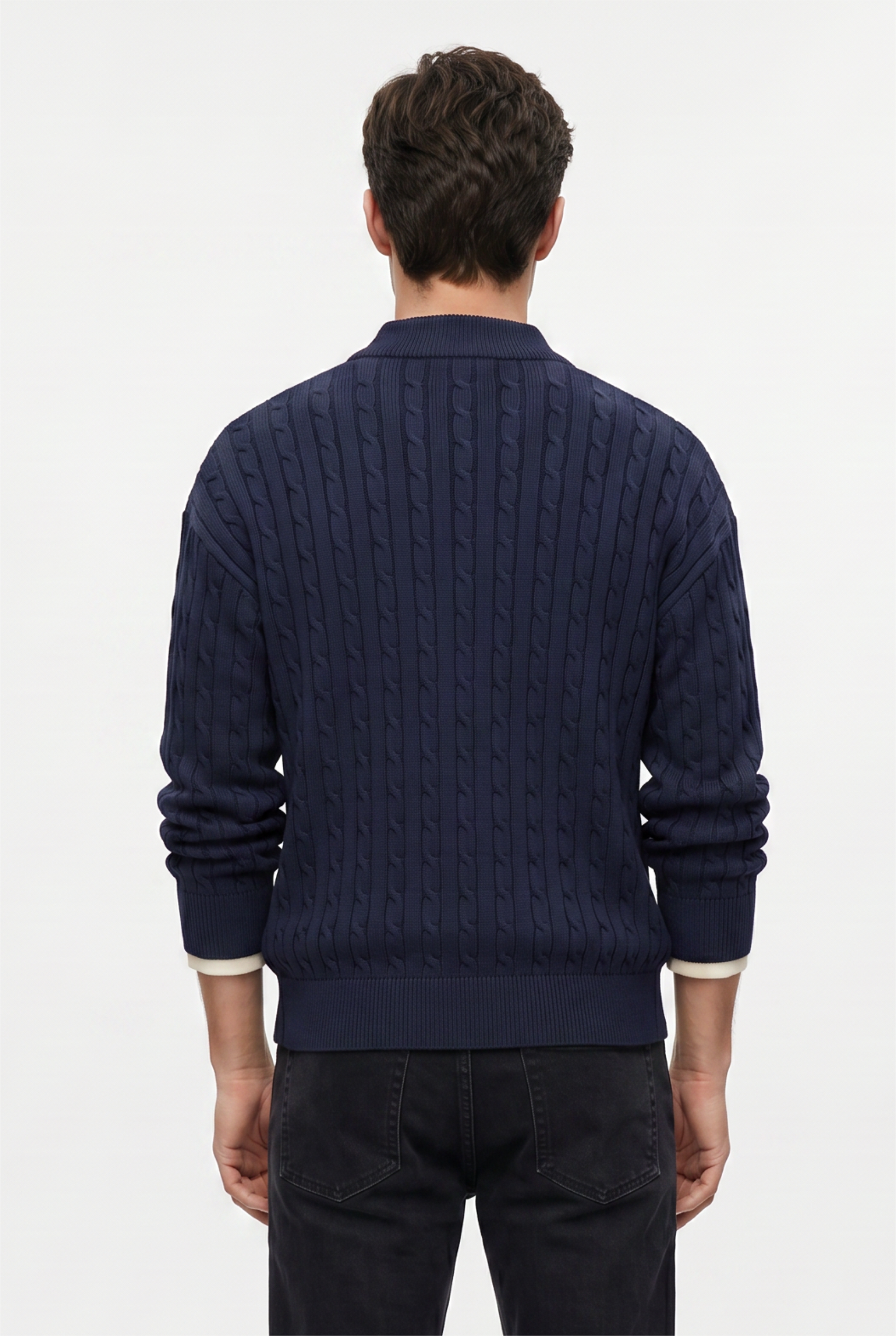Blue Ribbed Relaxed Sweater