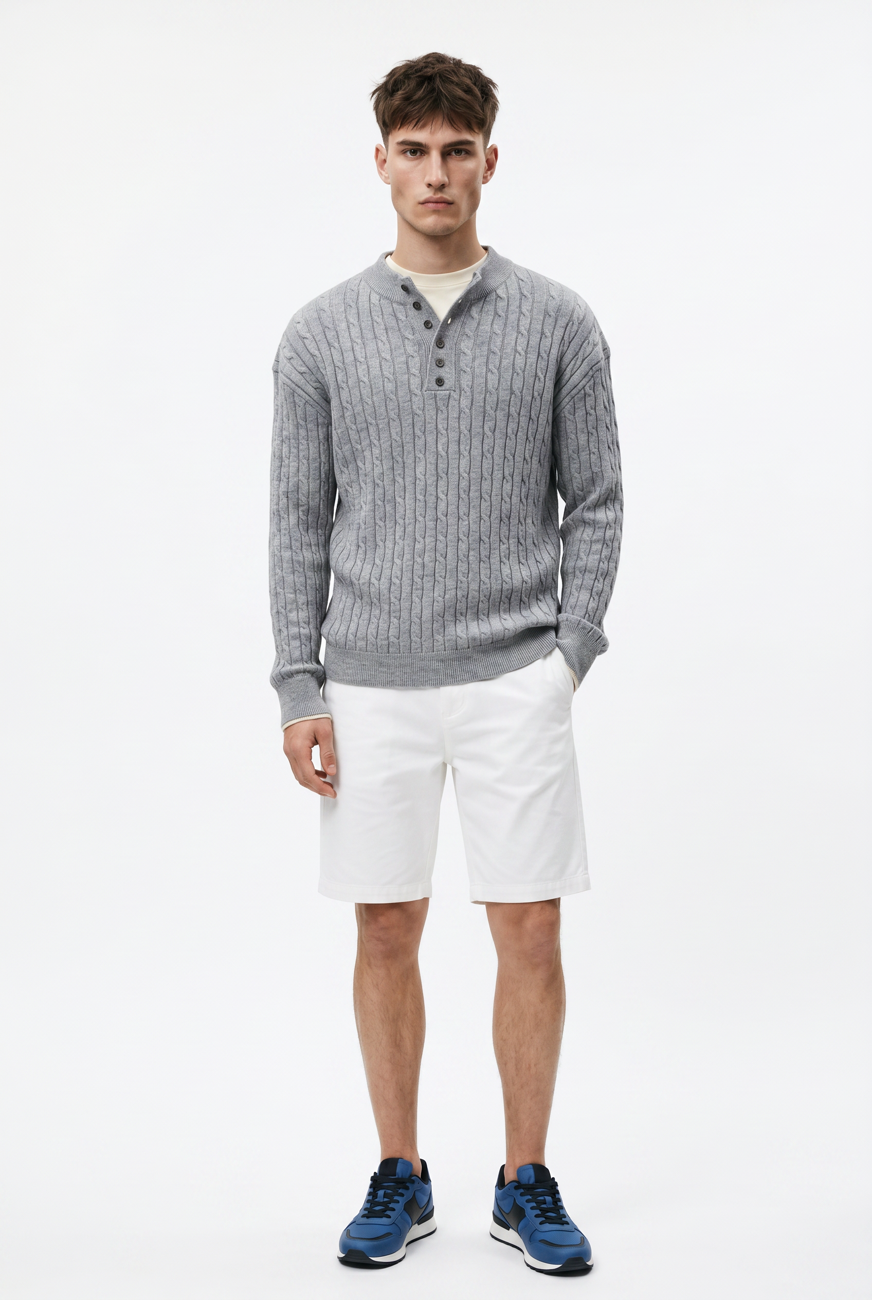 Grey Ribbed Relaxed Sweater