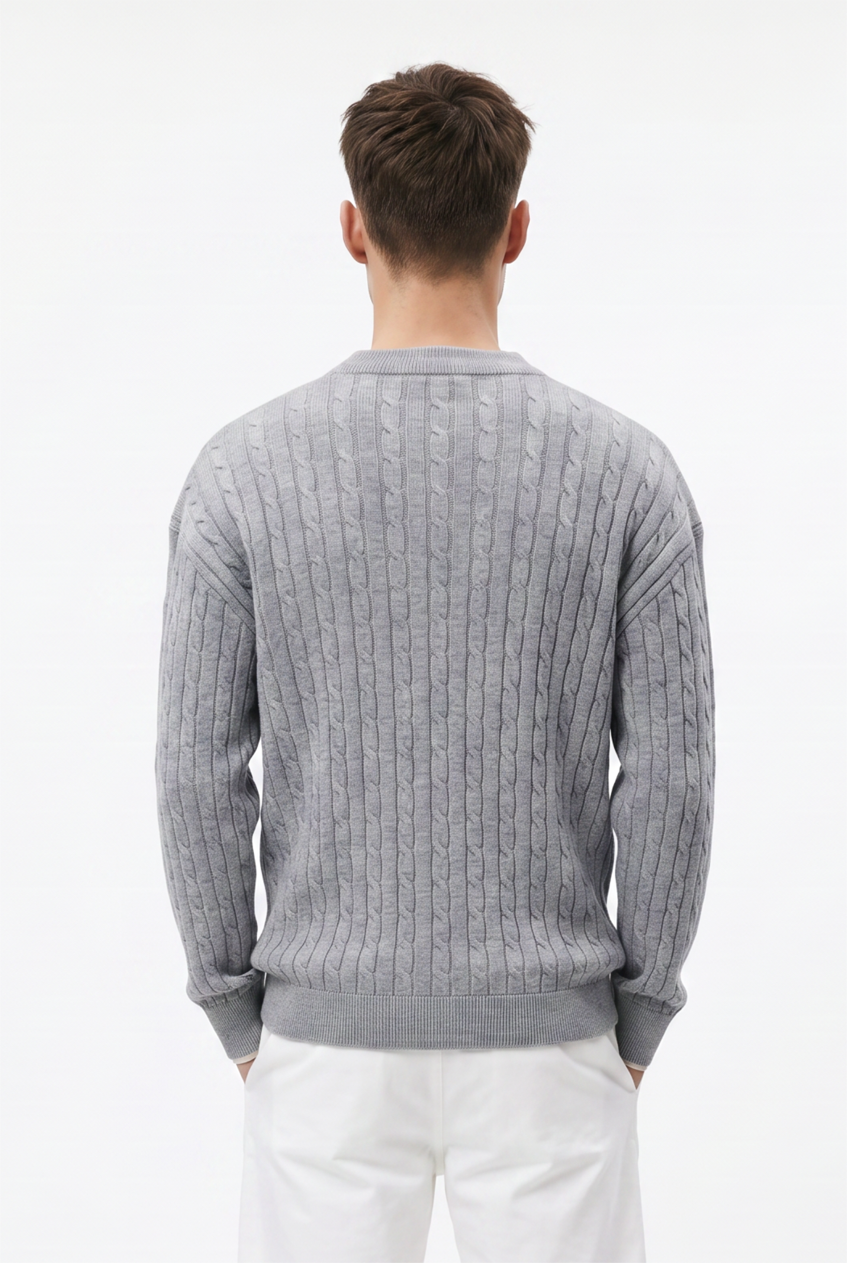 Grey Ribbed Relaxed Sweater