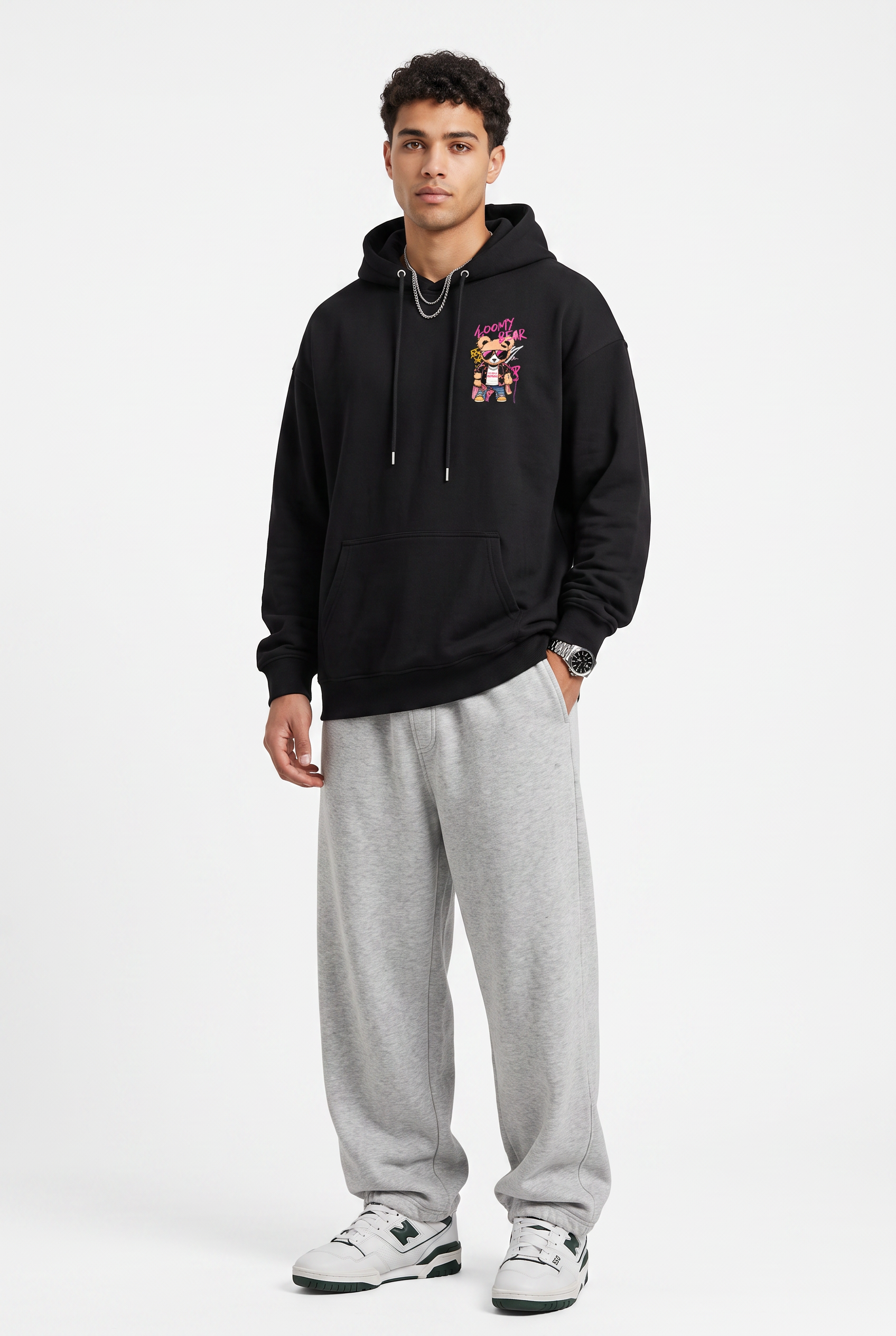 Black Ribbed Oversized Sweatshirt