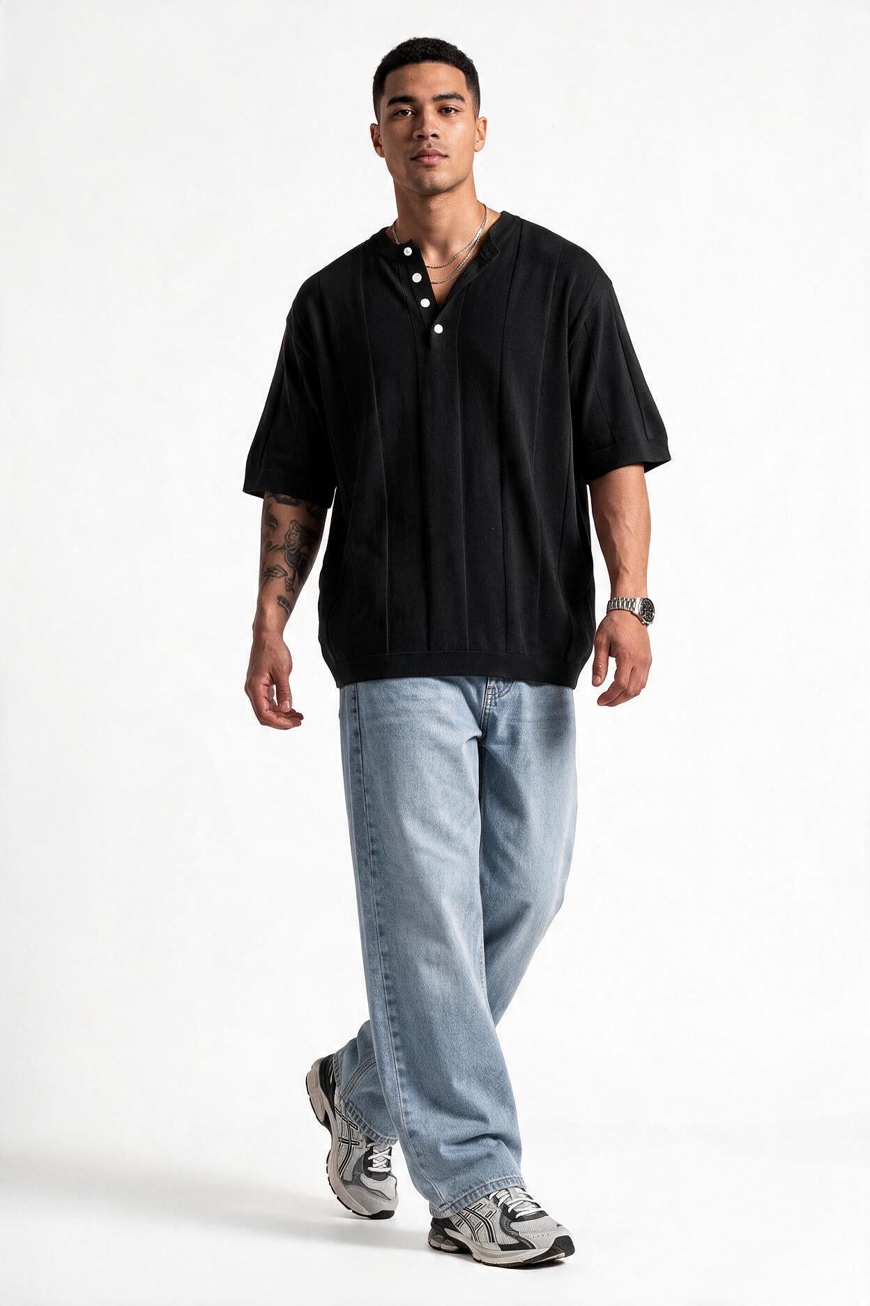 Black Oversized Drop Shoulder Tee