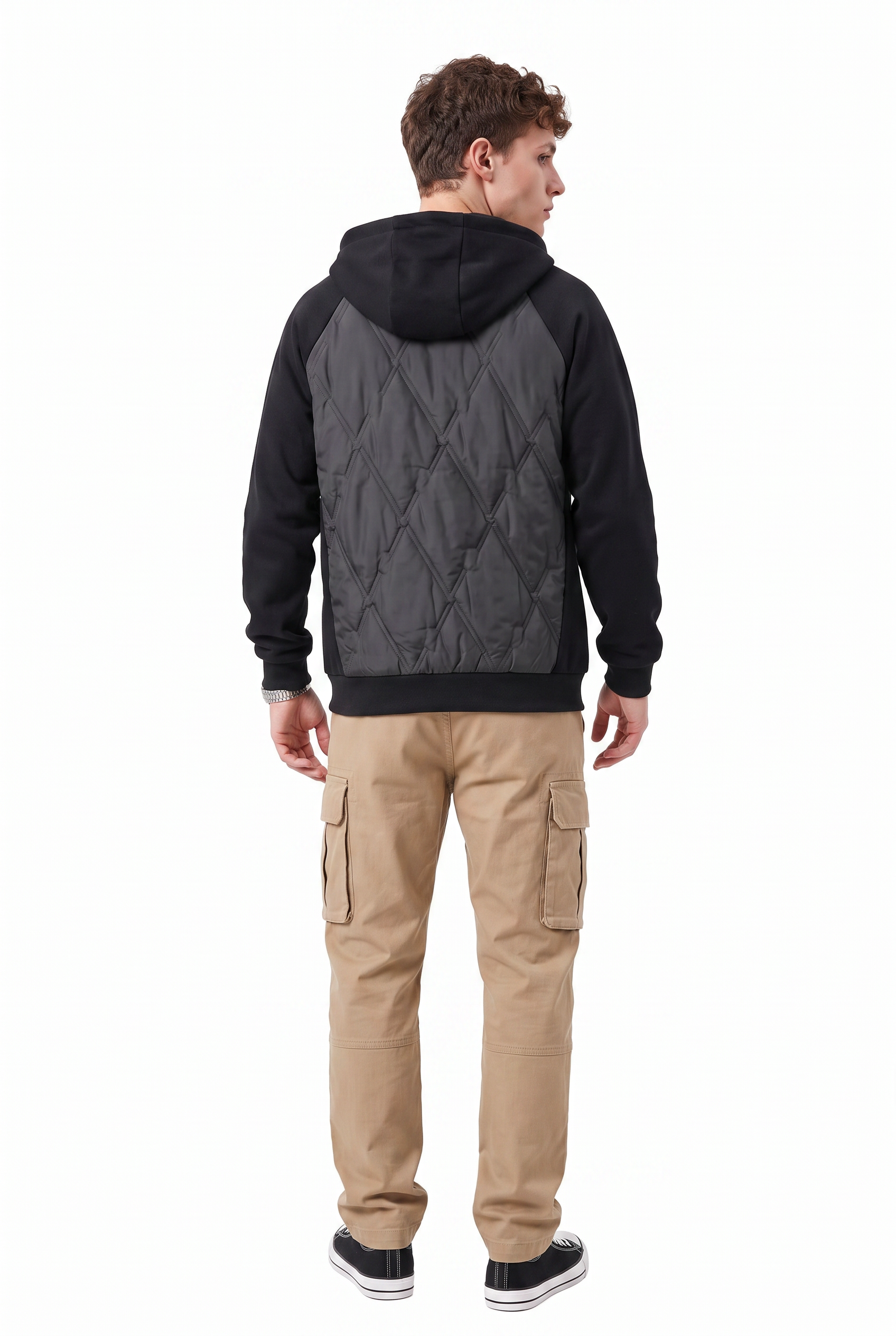 Black Zip-Up Mandarin Collar Jacket
