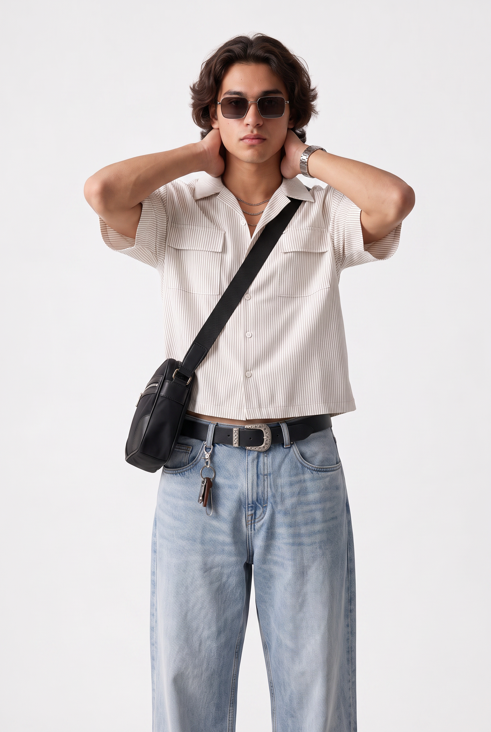 White Chest Pocket Casual Shirt
