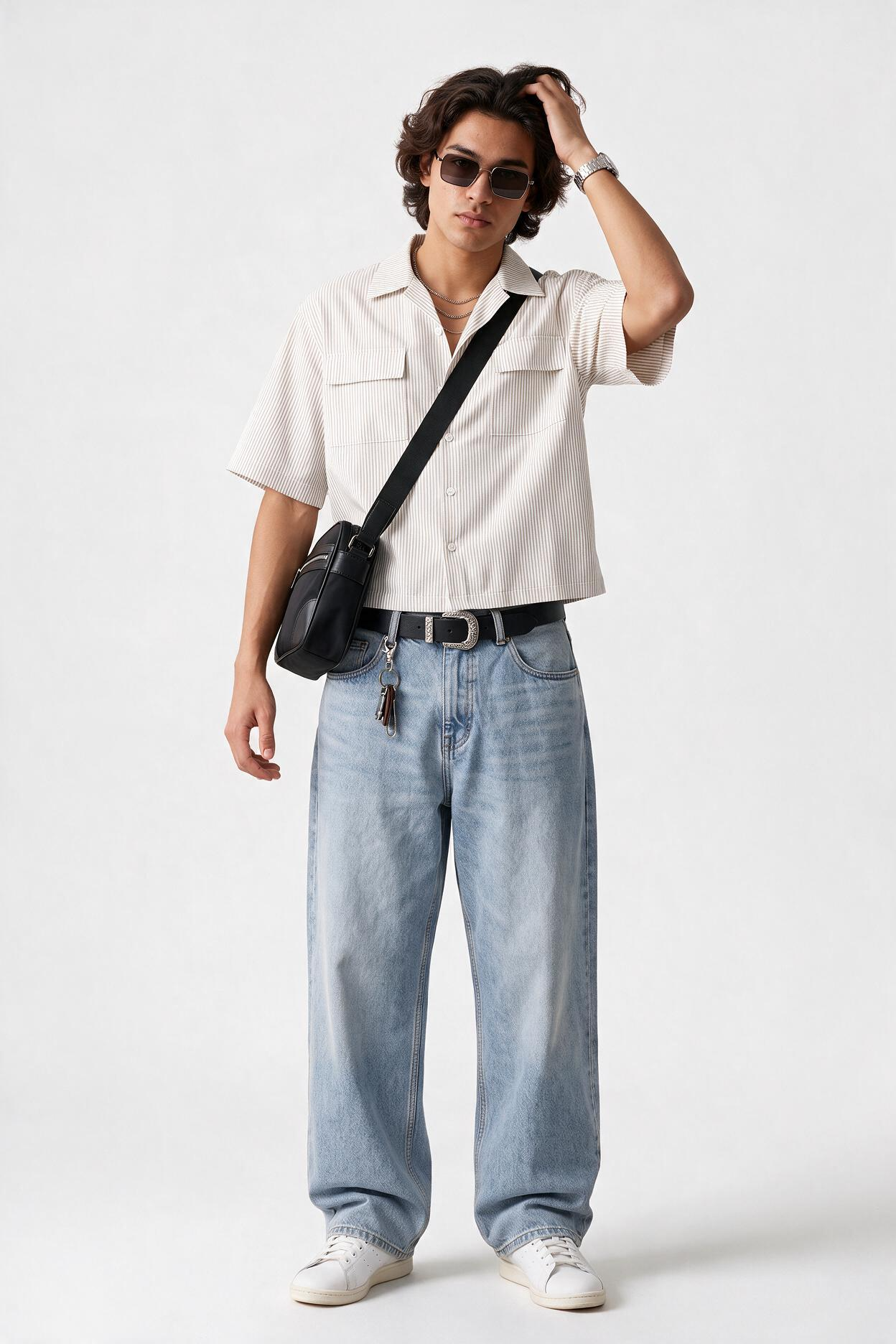 White Chest Pocket Casual Shirt