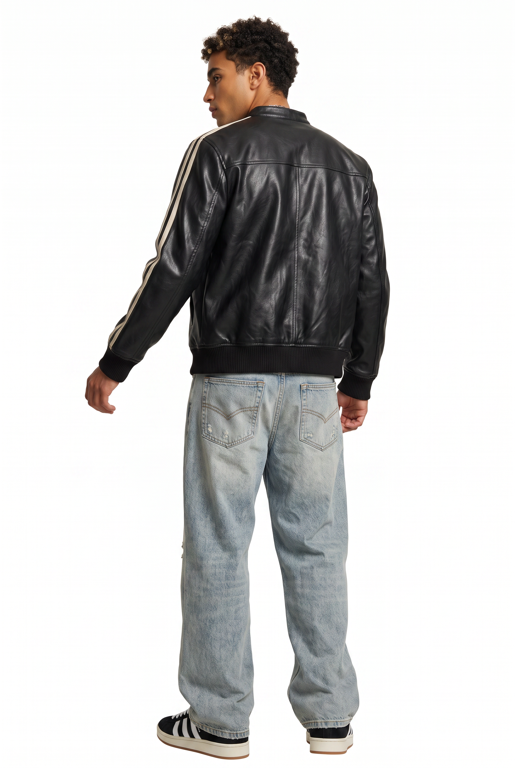 Black Zip-Up Mandarin Collar Jacket