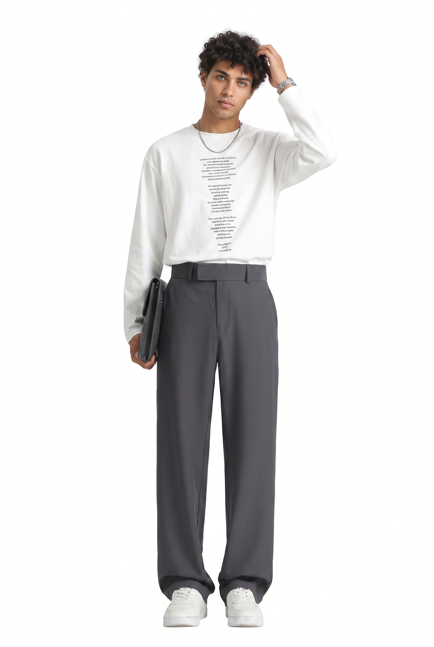 Grey Flat Front Slim Formal Trousers
