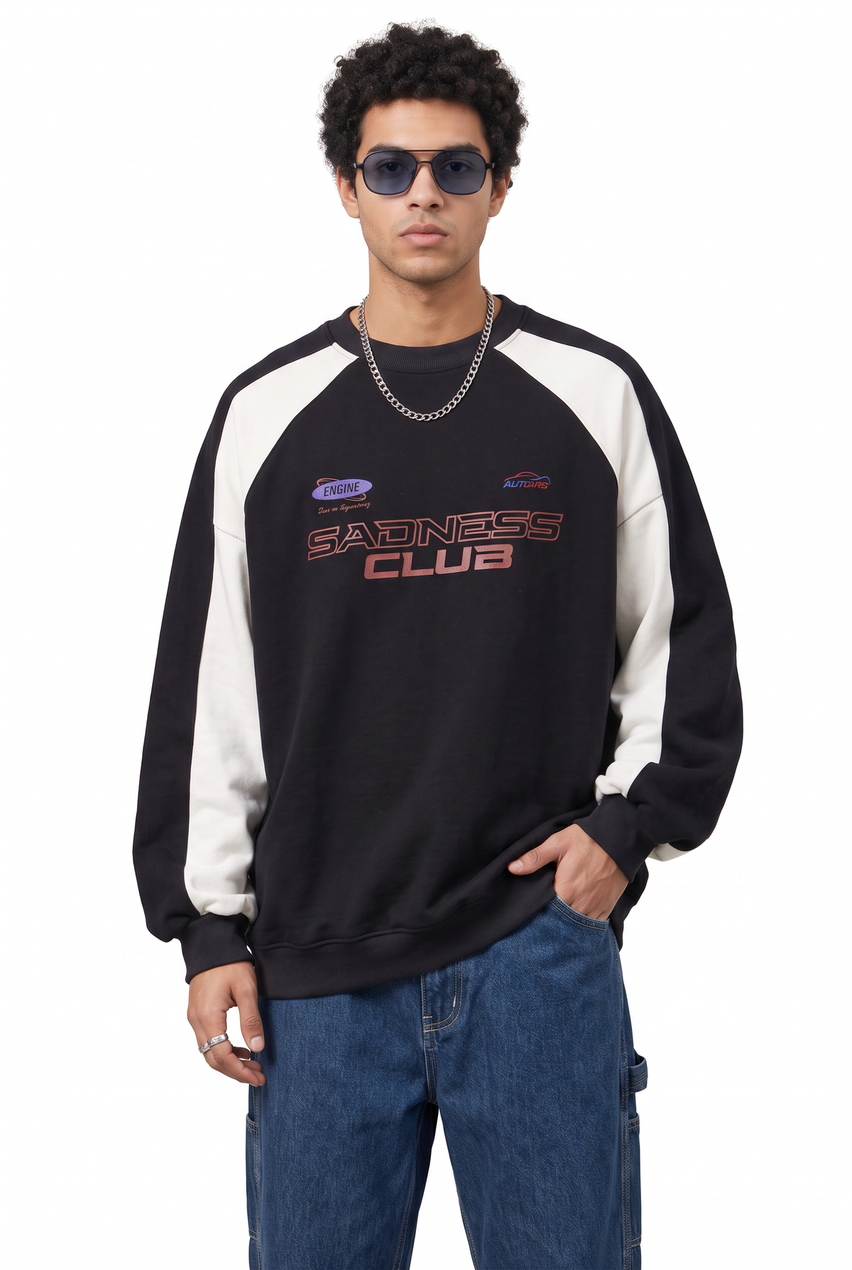 Raglan Black Graphic Sweatshirt