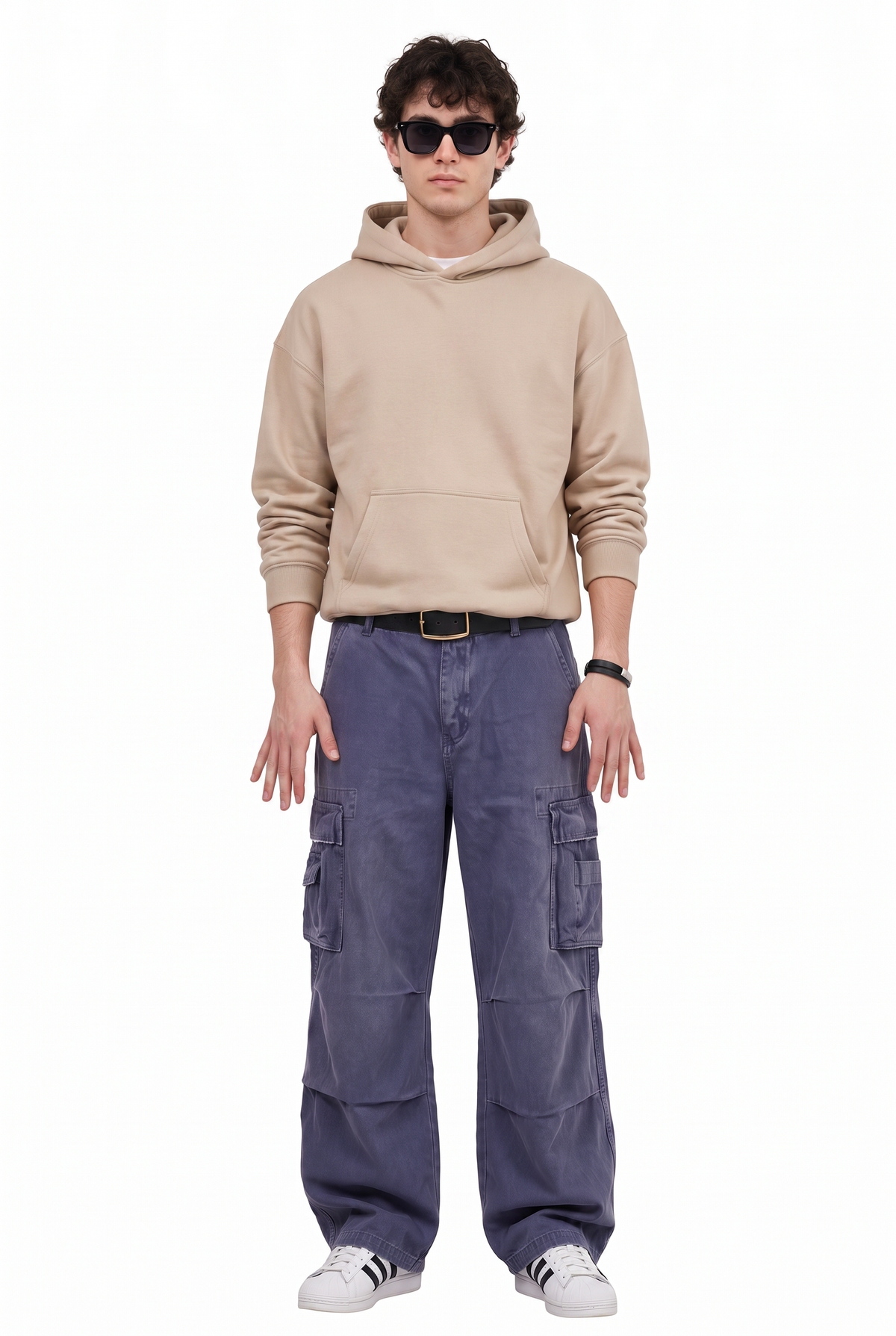 Washed Blue Cargo Trousers