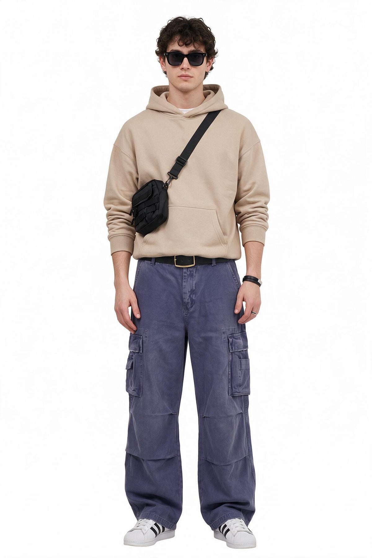 Washed Blue Cargo Trousers