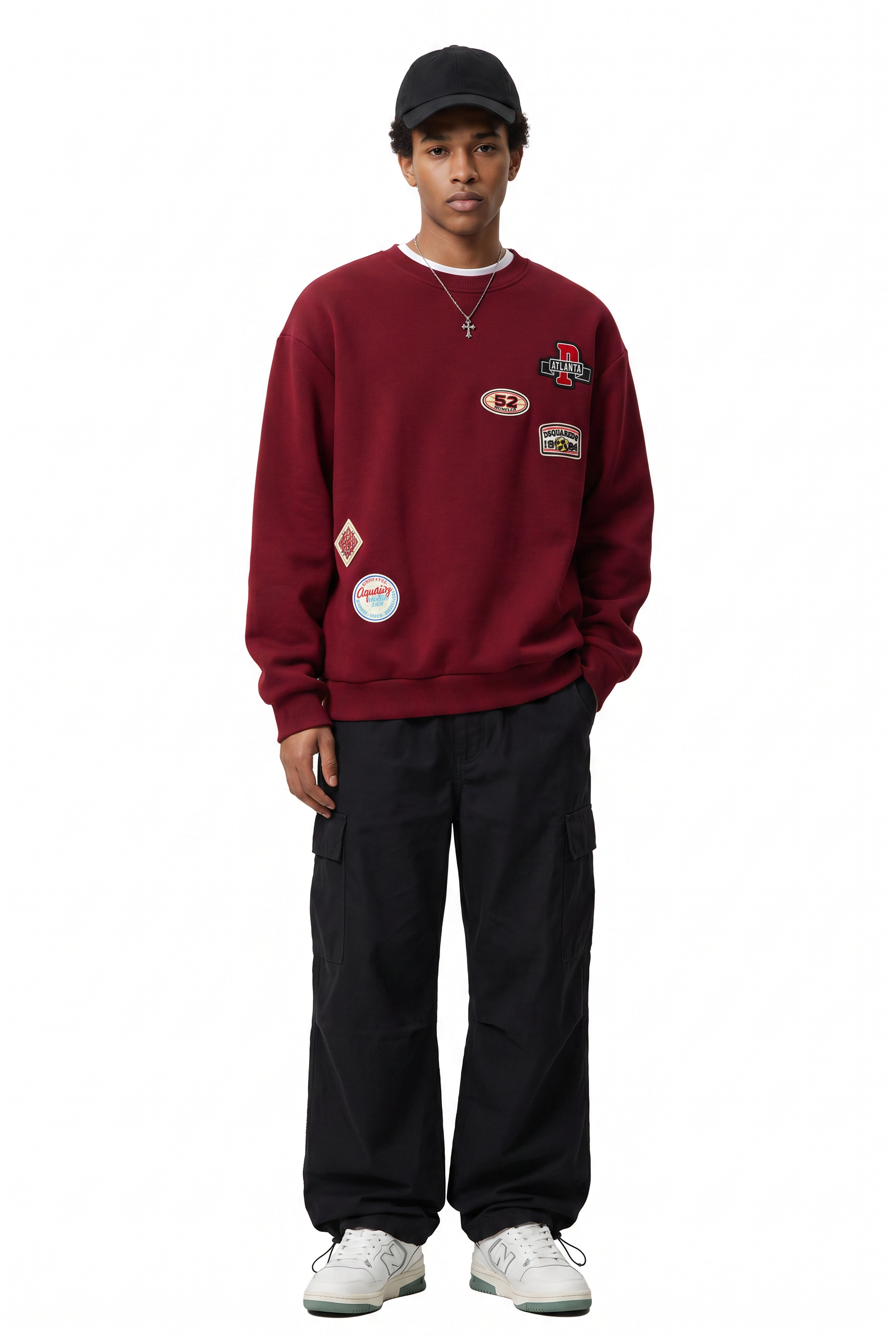 Maroon Ribbed Crew Neck Sweatshirt