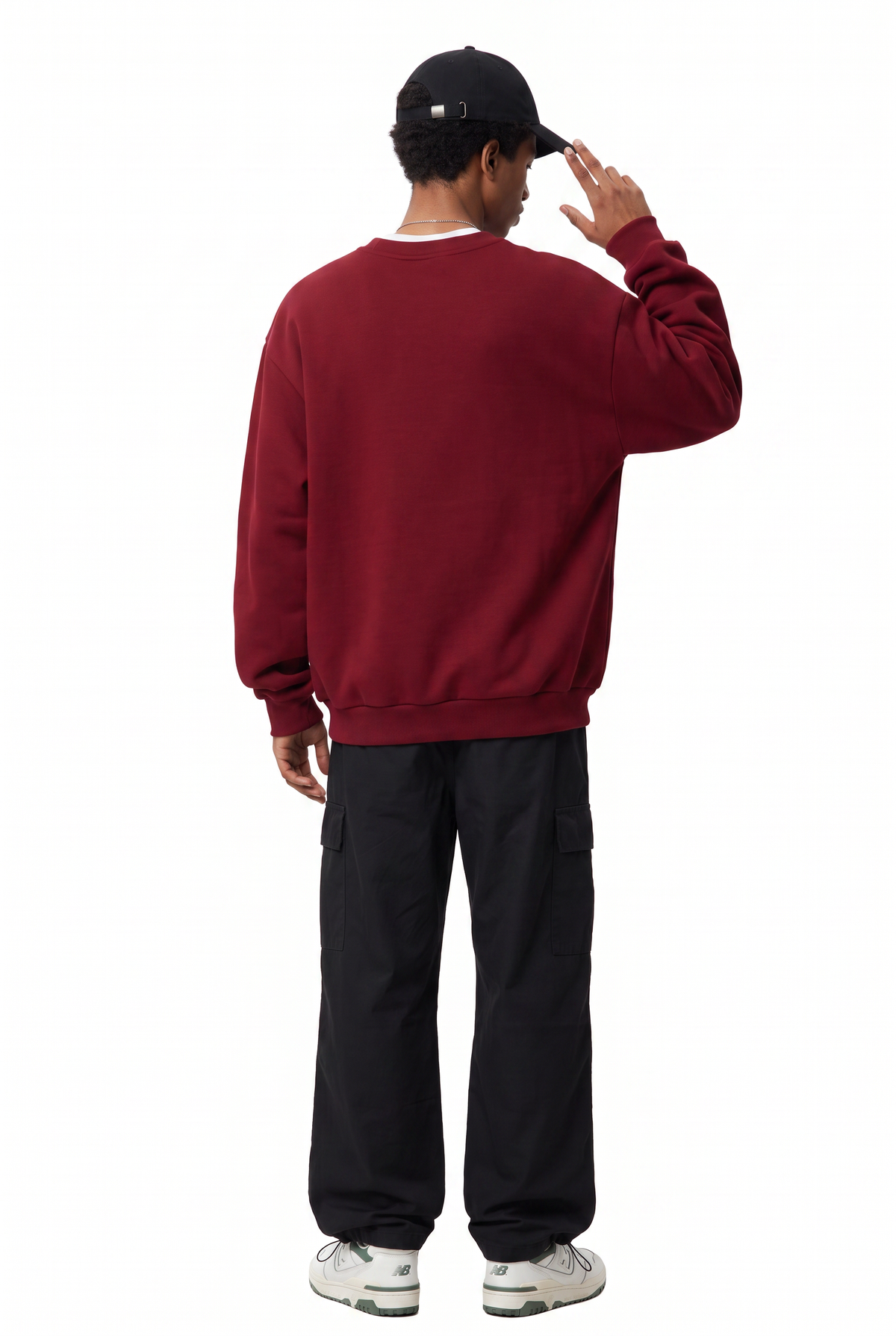 Patch Detail Burgundy Oversized Sweatshirt