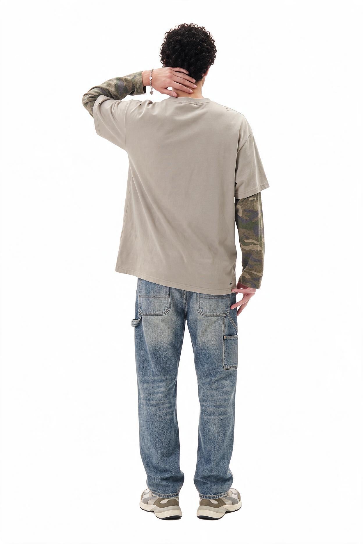 Beige Dropped Shoulder Oversized Tee