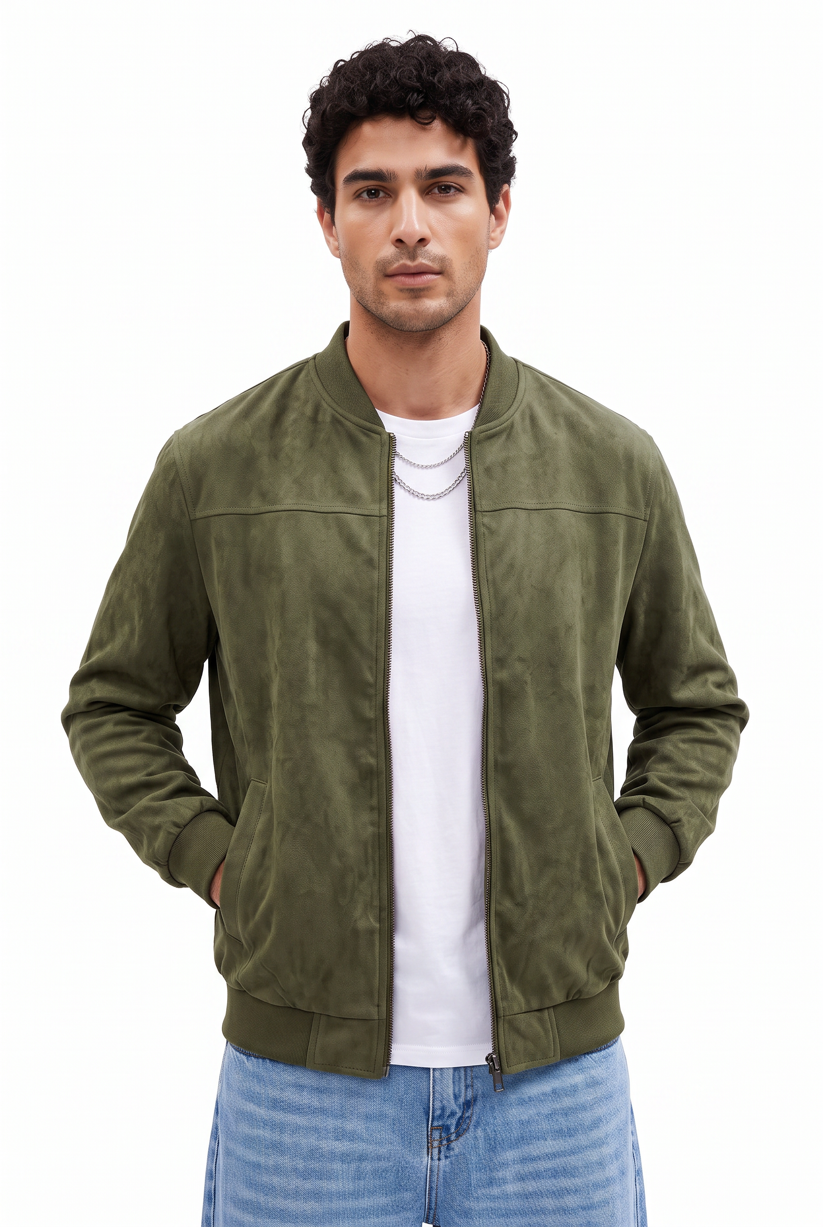 Olive Zip-Up Hooded Jacket
