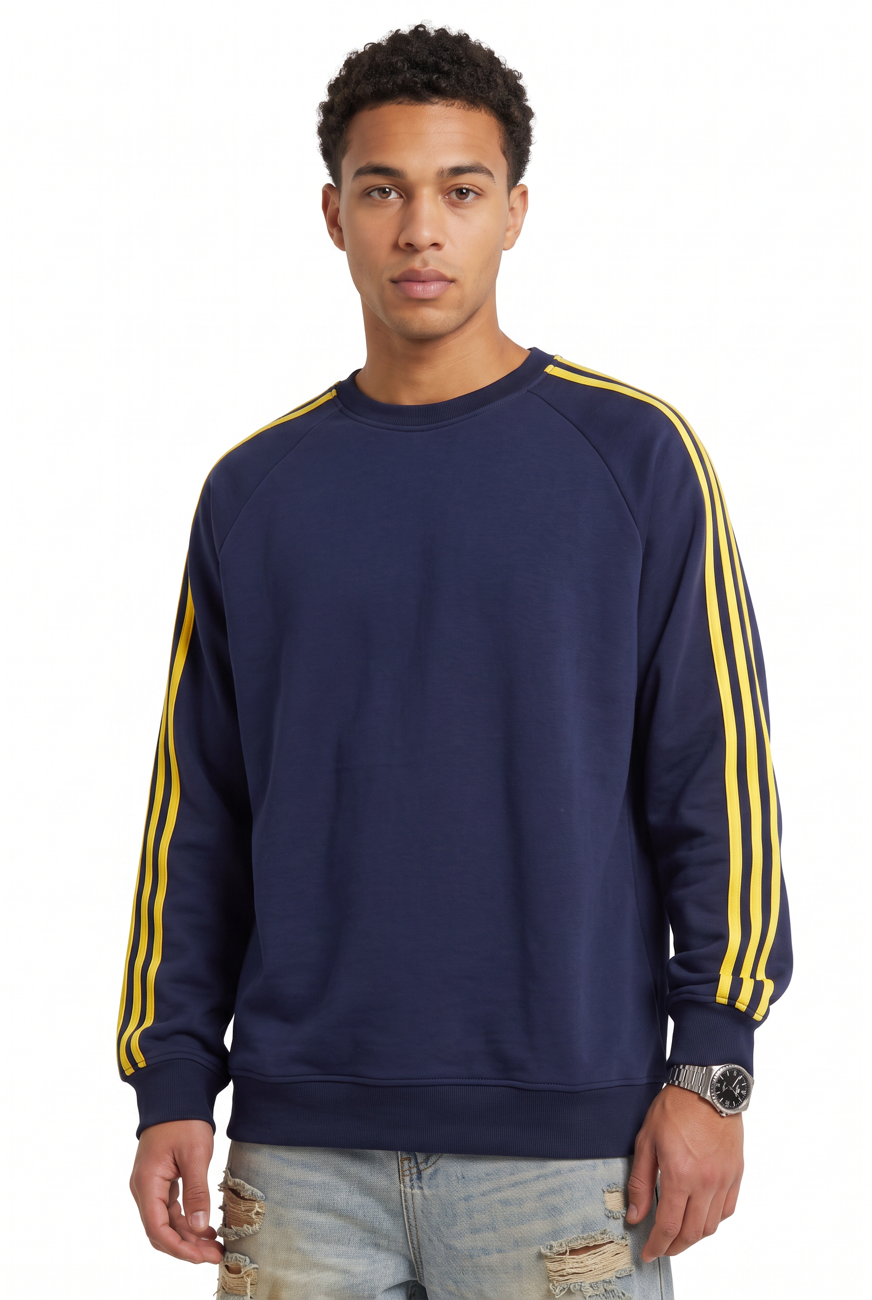 Steel Blue Ribbed Oversized Sweatshirt