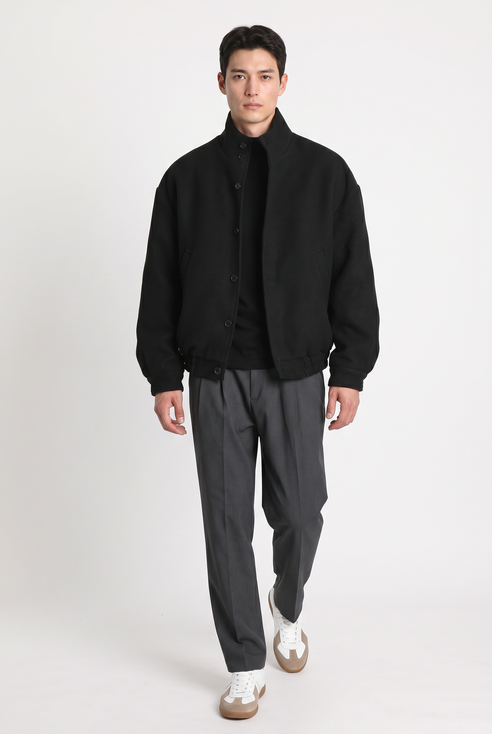 Black Relaxed Zip-Up Jacket