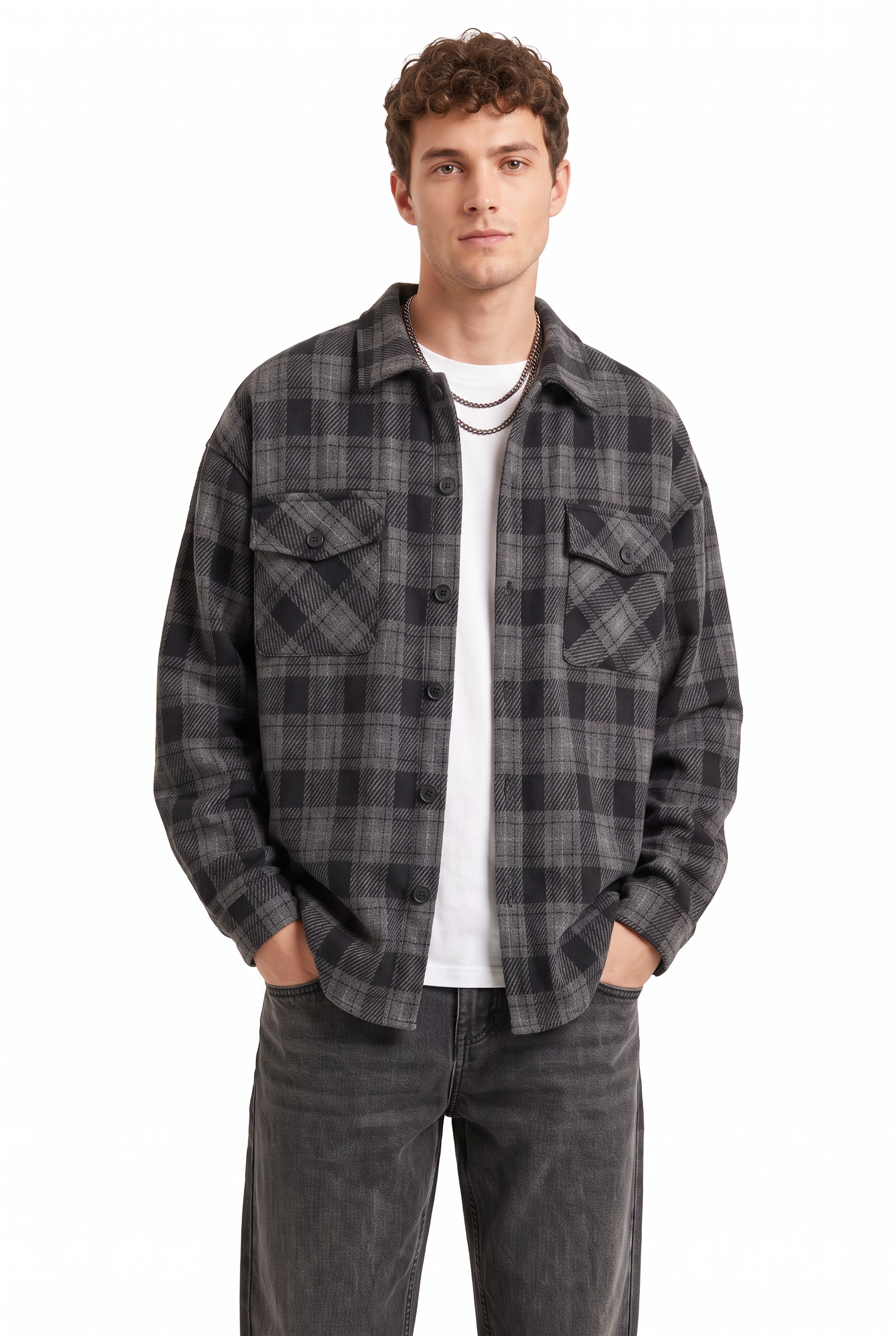 Black Chest Pocket Casual Shirt